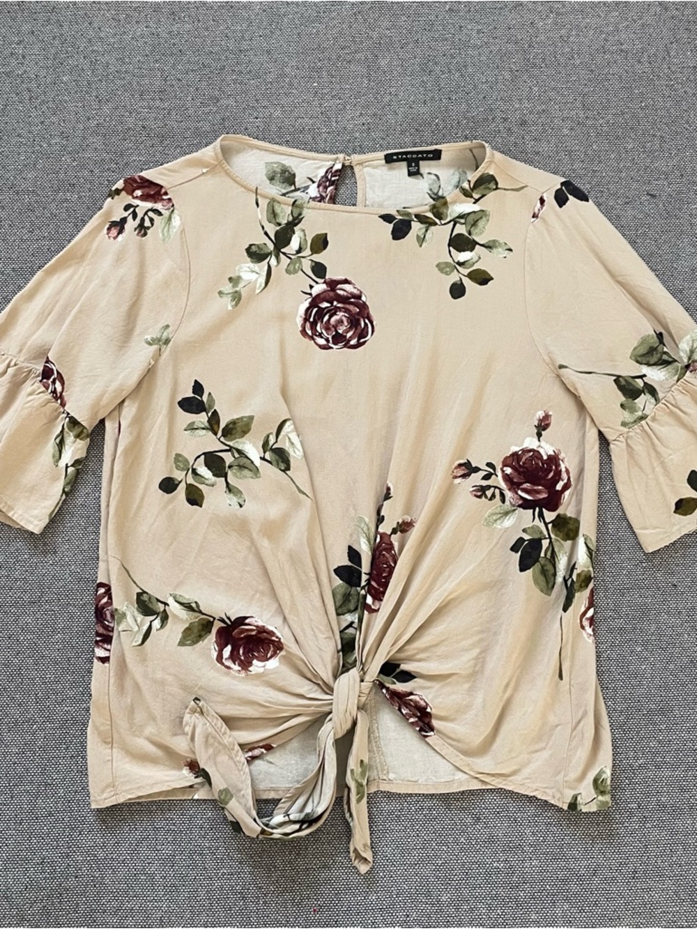 Staccato Blush Pink Floral Tie-Front Blouse